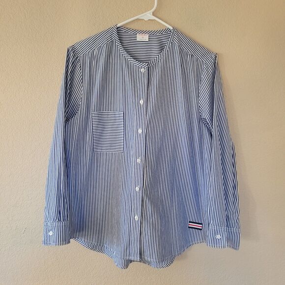 Cavan & Co Womens Shirt Size Medium Blue Stripe Long Sleeve Button Pocket Usa - Picture 1 of 5